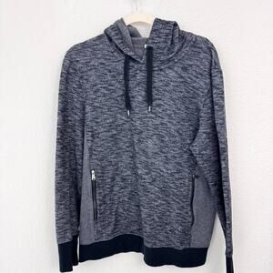 ONS Mens Hoodie Sweatshirt Size L Marled Knit Pullover Casual Athleisure Black